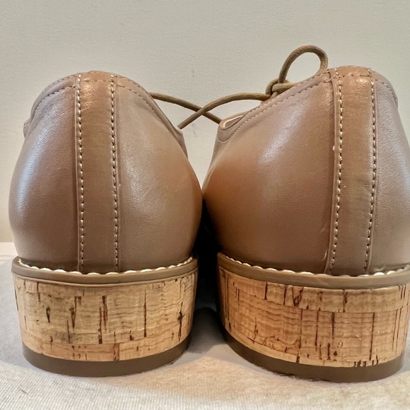 14th & Union women's tan leather oxfords lace up cork detailing size 8W - Picture 4 of 6